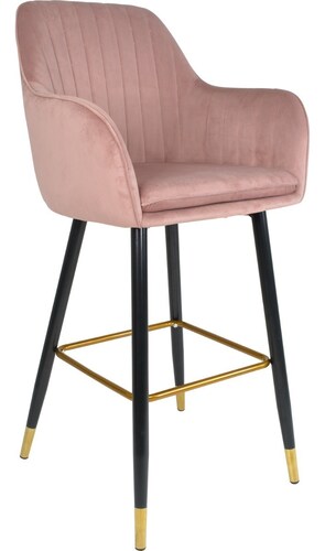 Set 2 Sillas Altas Tapizadas Banco Terciopelo Velvet Rosa 