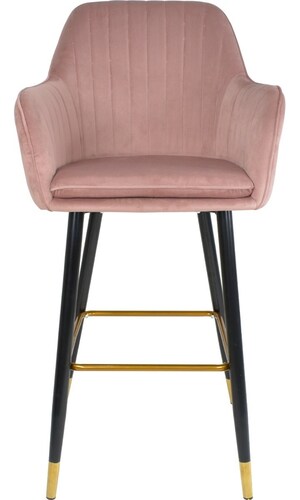 Set 2 Sillas Altas Tapizadas Banco Terciopelo Velvet Rosa 