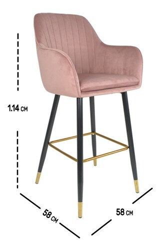 Set 2 Sillas Altas Tapizadas Banco Terciopelo Velvet Rosa 