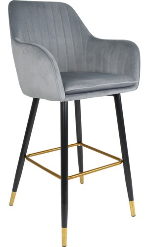 Set 2 Sillas Altas Tapizadas Banco Terciopelo Velvet Gris