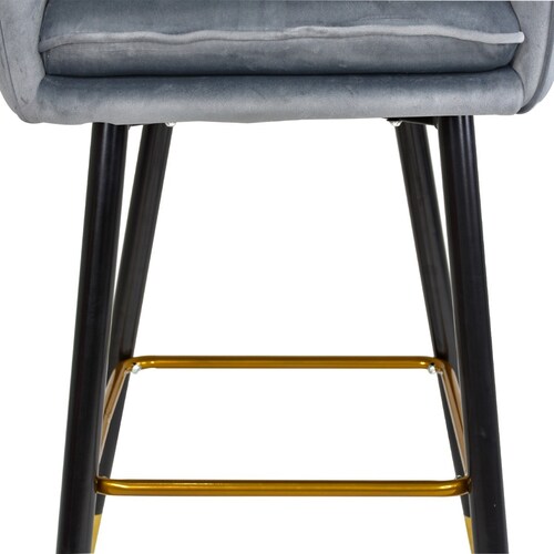 Set 2 Sillas Altas Tapizadas Banco Terciopelo Velvet Gris