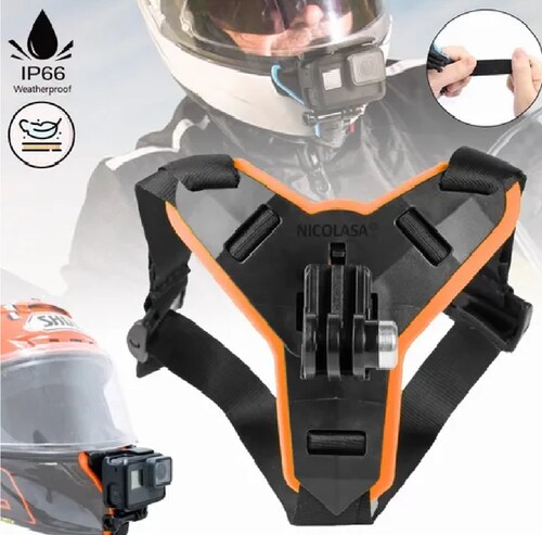 Montura De Casco Gopro Hero 9 /8/7/6/5/4/3 Para Moto Naranja