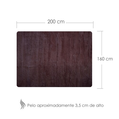 Tapete Sala Tipo Shag 200x160cm Pelo Largo Suave Chocolate