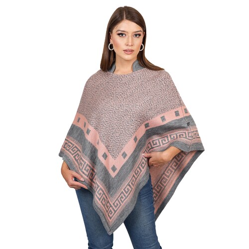 Poncho Cuello Mao De Acrílico Para Mujer 801 - Rosa Claro