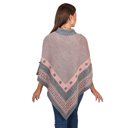 Poncho Cuello Mao De Acrílico Para Mujer 801 - Rosa Claro