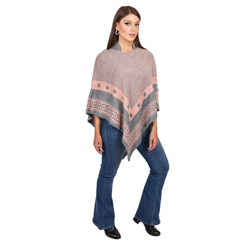 Poncho Cuello Mao De Acrílico Para Mujer 801 - Rosa Claro
