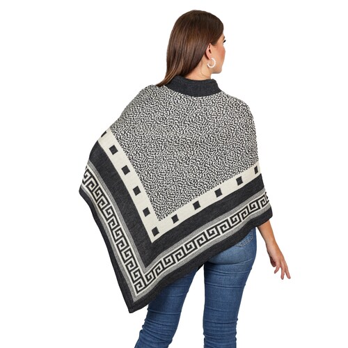 Poncho Cuello Mao De Acrílico Para Mujer 801 - Gris
