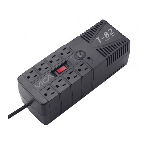 Regulador Vica T-02 300J 700W Entrada 127V 8 Contactos energía negro electrónicos casa negocio pc
