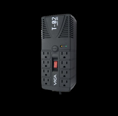 Regulador Vica T-02 300J 700W Entrada 127V 8 Contactos energía negro electrónicos casa negocio pc