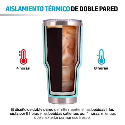 Termo y Vaso Térmico Acero Inoxidable 2 Popotes 800 ml