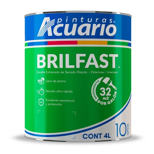 Pintura Esmalte Bril Fast Color Rojo Bermellón Brillante 4L Acuario EB60840