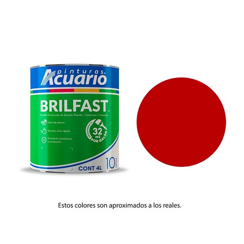Pintura Esmalte Bril Fast Color Rojo Bermellón Brillante 4L Acuario EB60840