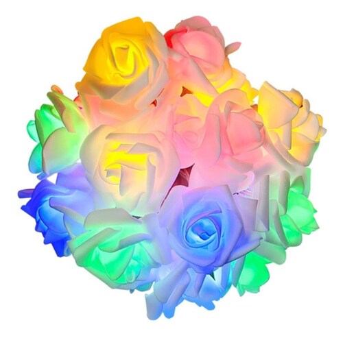 Cadena De Luz Decorativa Led Flor Rosas Multicolor