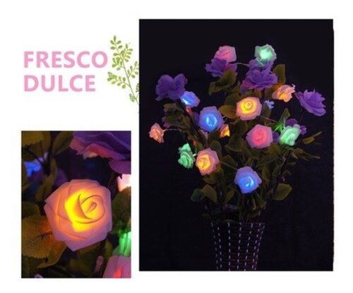 Cadena De Luz Decorativa Led Flor Rosas Multicolor