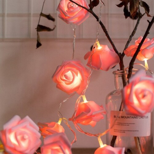 Cadena De Luz Decorativa Led Flor Rosas Rosas