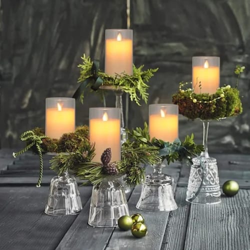 3 Velas s Led Grande Flama Vaso de Cristal