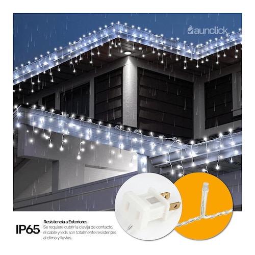 Serie Navideña Cascada Led 15 mts 700 Luces Exterior Navidad - Blanco Frio.