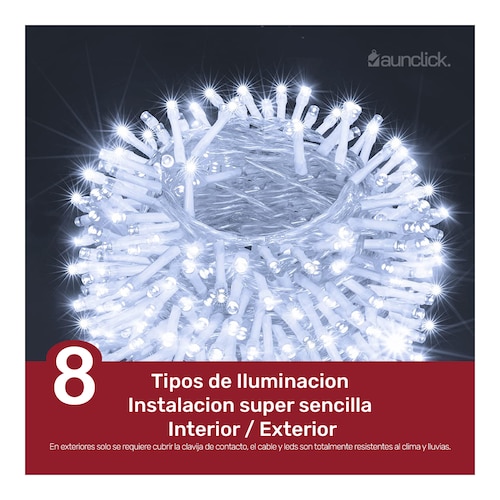 Serie Navideña Cascada Led 15 mts 700 Luces Exterior Navidad - Blanco Frio.