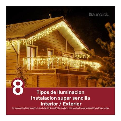 Serie Navideña Cascada Led 16 mts 800 Luces Exterior Navidad - Blanco Calido