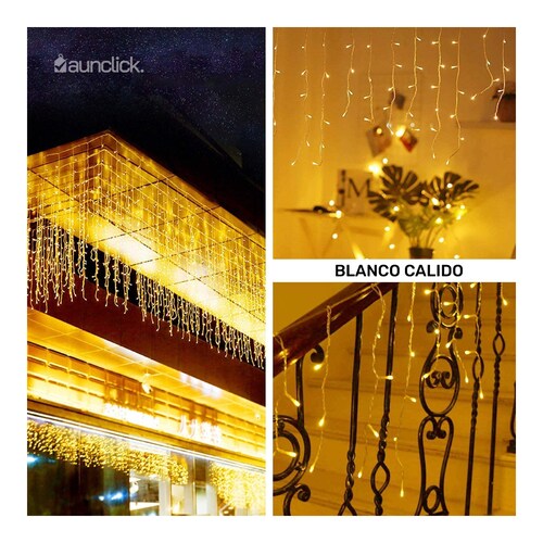 Serie Navideña Cascada Led 16 mts 800 Luces Exterior Navidad - Blanco Calido