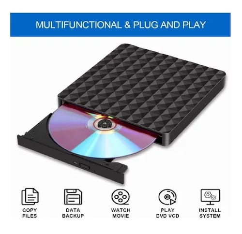 Lector Y Grabadora De Dvd/cd/externa Quemador Usb 3.0 Cd/dvd Negro