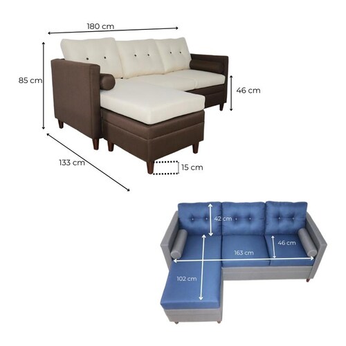 Sala Modular Negro con Gris con Chaise Derecho o Izquierdo