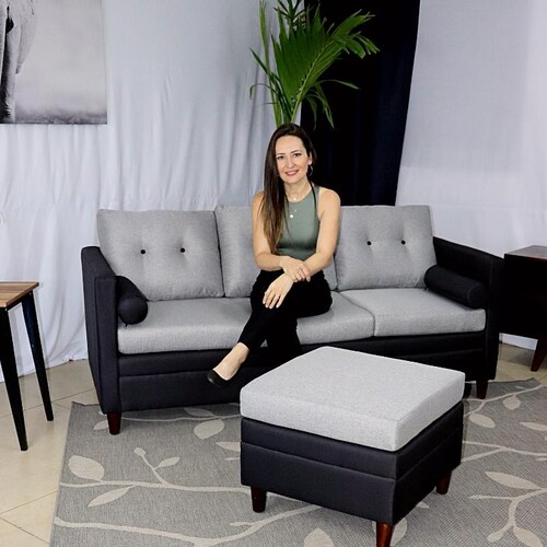 Sala Modular Negro con Gris con Chaise Derecho o Izquierdo