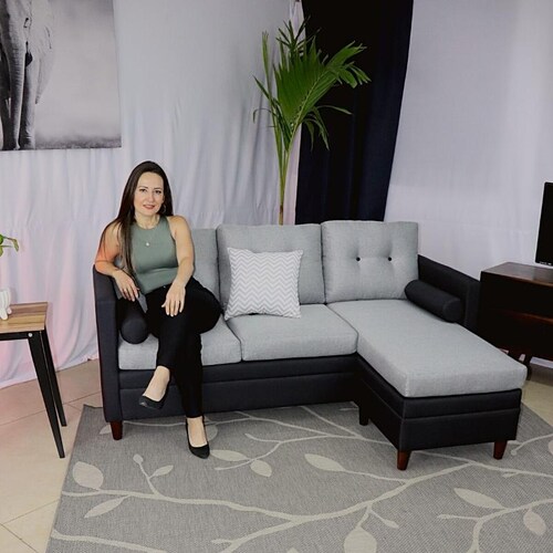 Sala Modular Negro con Gris con Chaise Derecho o Izquierdo