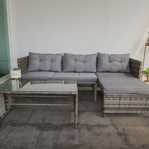 Juego De Sala Para Jardin Esquinera De Mimbre Exteriores