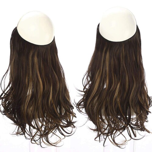 Extensiones Cabello De Liga / Halo De Fibra Resistente Al Calor M01-4BH27 CASTAÑO OBSC RAYOS COBRIZOS