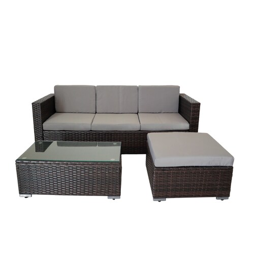 Juego De Sala Esquinera Para Jardin De Mimbre Exteriores