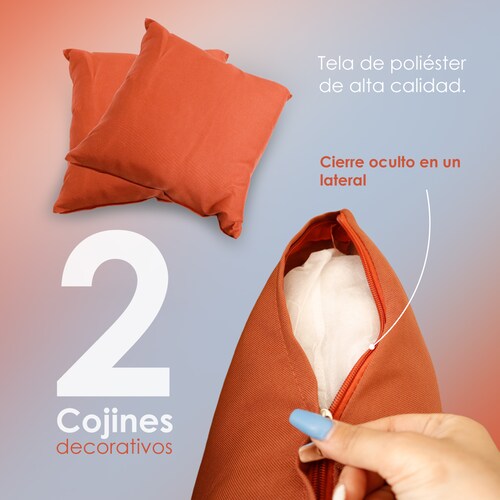 Sala Para Jardin Esquinera Gris con Cojines Rojos