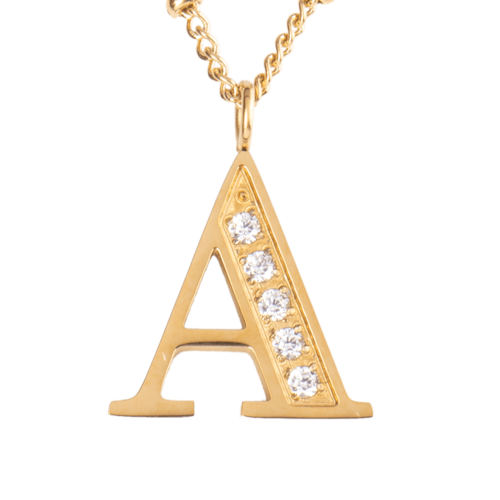 LuckyLy Collar Inicial Letra A , Collares de Mujer Acero Inoxidable Baño de Oro 18k y Zirconia Cúbica, Cadena con Dije de Inicial - Modelo Olga