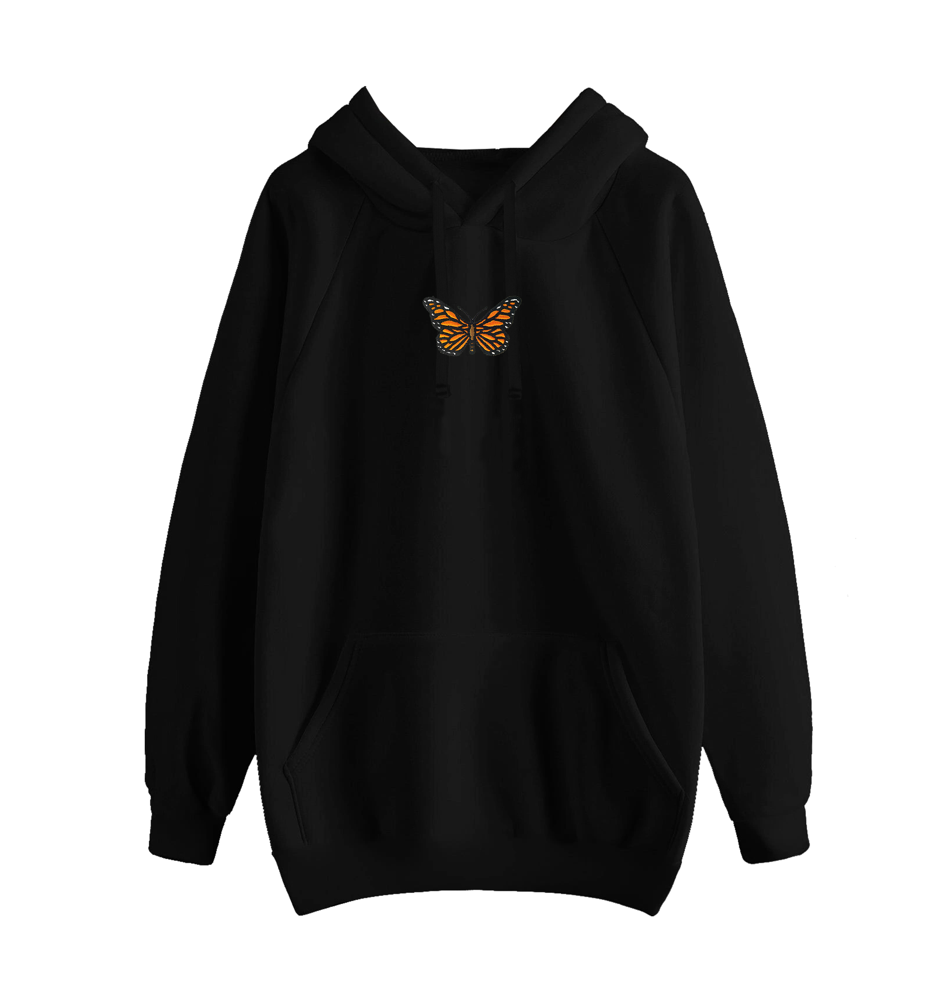 Sudadera Con Gorro Y Cangurera Bordada Mariposa Monarca