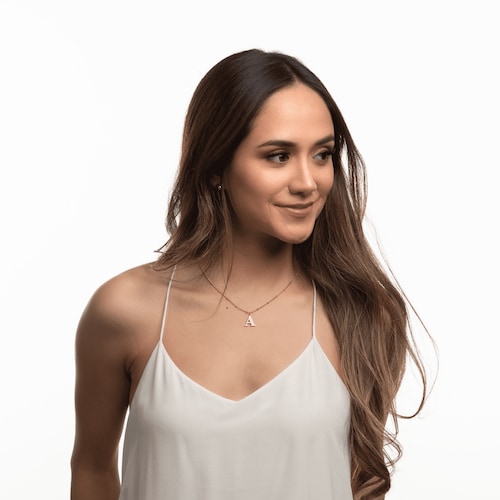 LuckyLy Collar Inicial Letra F , Collares de Mujer Acero Inoxidable Baño de Oro 18k y Zirconia Cúbica, Cadena con Dije de Inicial - Modelo Olga