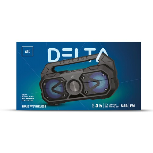 Bocina Portátil Con Luz Led Delta Stf Color Negro