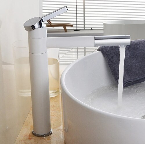 Llave Mezclador Monomando Grifo De Baño Extraible Giro 360 blanca