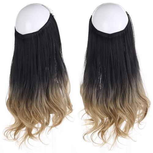 Extensiones Cabello De Liga / Halo De Fibra Resistente Al Calor M01-1BT16 NEGRO BALAYAGE RUBIO CENIZO