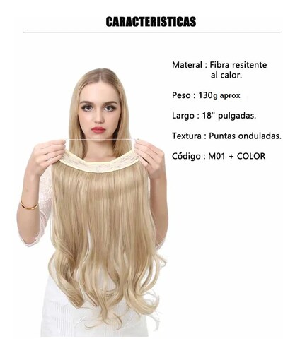 Extensiones Cabello De Liga / Halo De Fibra Resistente Al Calor M01-1BT16 NEGRO BALAYAGE RUBIO CENIZO