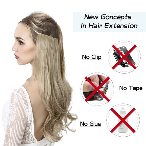 Extensiones Cabello De Liga / Halo De Fibra Resistente Al Calor M01-1BT16 NEGRO BALAYAGE RUBIO CENIZO