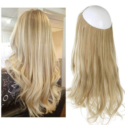 Extensiones Cabello De Liga / Halo De Fibra Resistente Al Calor M01-16H613 RUBIO CLARO CENIZO RAYOS BEIGE