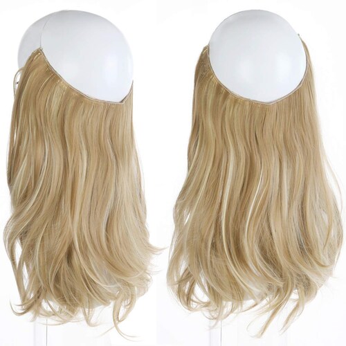 Extensiones Cabello De Liga / Halo De Fibra Resistente Al Calor M01-16H613 RUBIO CLARO CENIZO RAYOS BEIGE