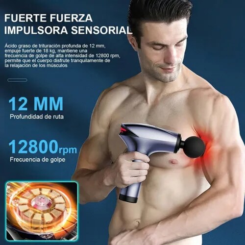 Pistola Masajeadora De Músculos 8 Velocidades Con 7 Cabeza.