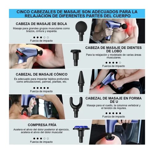 Pistola Masajeadora De Músculos 8 Velocidades Con 7 Cabeza.