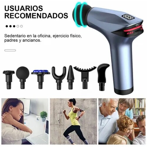 Pistola Masajeadora De Músculos 8 Velocidades Con 7 Cabeza.