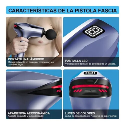 Pistola Masajeadora De Músculos 8 Velocidades Con 7 Cabeza.