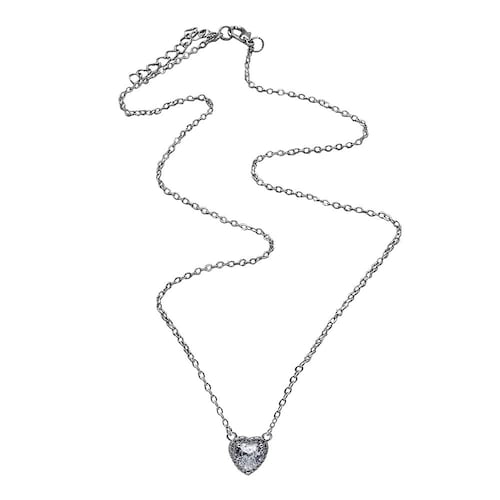Dije Corazon Plateado ADELSTEN en Chapa de Rodio y SWAROVSKI ELEMENTS INCLUYE DE REGALO ARETES DIAMOND Y CAJA PARA REGALO