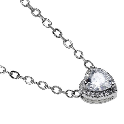Dije Corazon Plateado ADELSTEN en Chapa de Rodio y SWAROVSKI ELEMENTS INCLUYE DE REGALO ARETES DIAMOND Y CAJA PARA REGALO