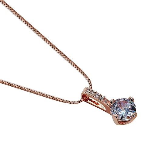 Dije Zircon ADELSTEN en Chapa de Oro Rosa y SWAROVSKI ELEMENTS INCLUYE DE REGALO ARETES DIAMOND Y CAJA PARA REGALO