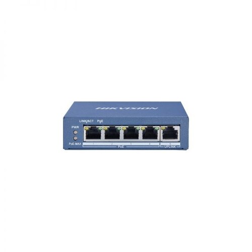 Switch HIKVISION DS-3E0505P-E/M - 4 Puertos - Gigabit - PoE+ 